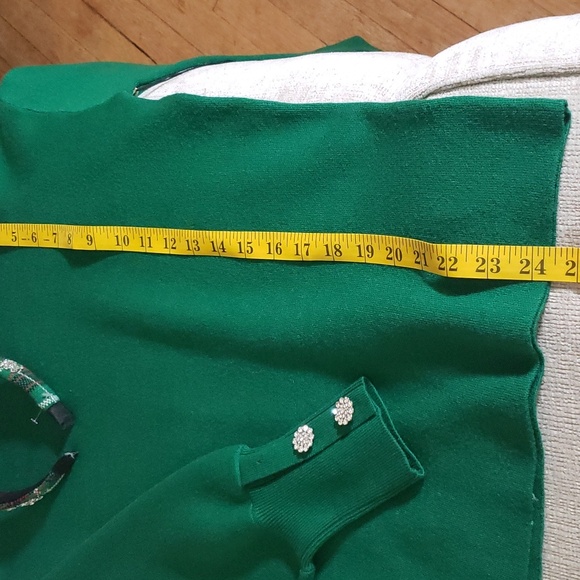 Tahari Sweater & Headband Rhinestone Buttons on Sleeves New Green Holiday's - Picture 12 of 17